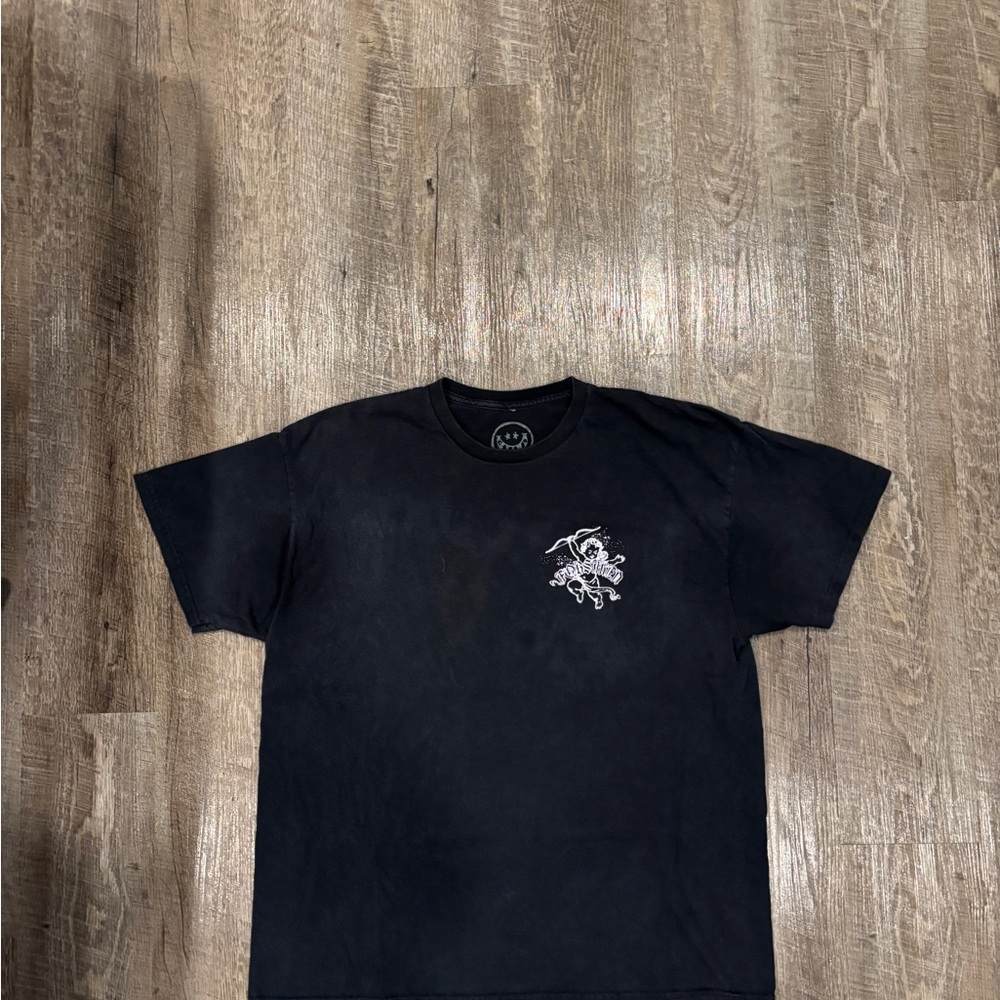 Black and white cherub graphic tee